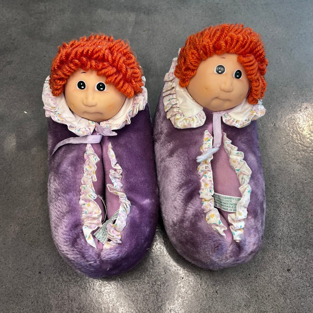 Vintage 1984 Cabbage Patch doll purple slippers youth size 2 shoes collectibles